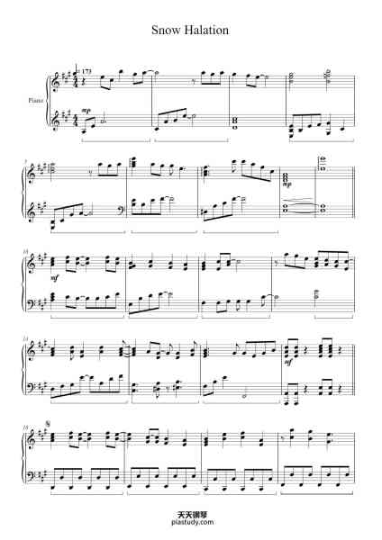 “Snow Halation”钢琴谱-Written by Hata Aki Composed by Tamada Takahiro-免费下载-天天钢琴