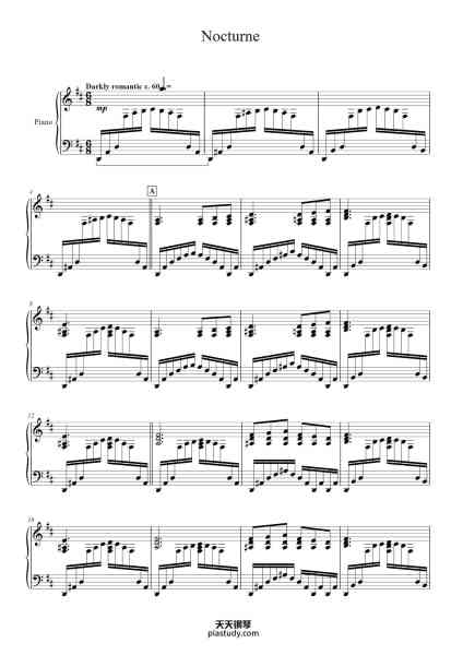 “Nocturne”钢琴谱-Written by Laufey
Transcribed by Ted Case-免费下载-天天钢琴