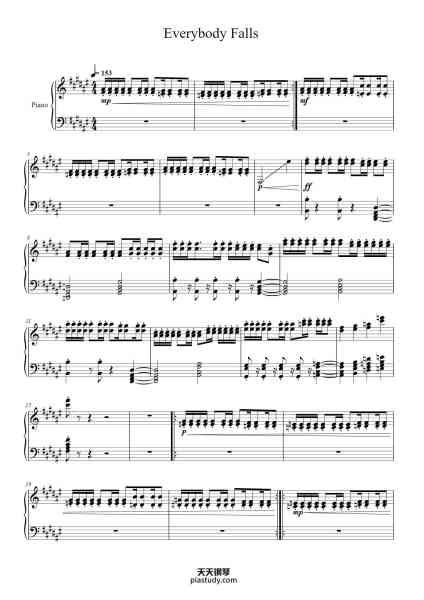 “Everybody Falls”钢琴谱-Jukio Kallio & Daniel Hagström-免费下载-天天钢琴