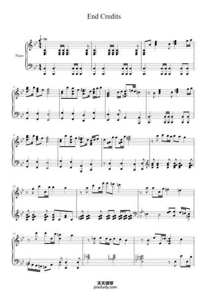 “End Credits (From Jurassic Park)”钢琴谱-John Williams-免费下载-天天钢琴
