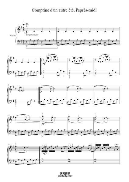 “Comptine d'un autre été, l'après-midi”钢琴谱-Yann Tiersen
Bearbeitung: Marco Brandt-免费下载-天天钢琴