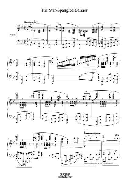 “The Star-Spangled Banner”钢琴谱-John Stafford Smith arr. Alan Kuo-免费下载-天天钢琴