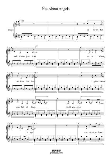 “Not About Angels”钢琴谱-stien vannieuwenhuyze-免费下载-天天钢琴