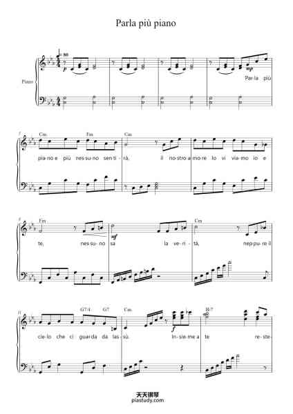 “Parla più piano”钢琴谱-Nino Rota-免费下载-天天钢琴