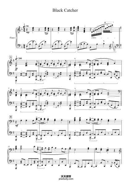 “Black Catcher”钢琴谱-Origninal music by Vickeblanka
Arranged by Animenz-免费下载-天天钢琴