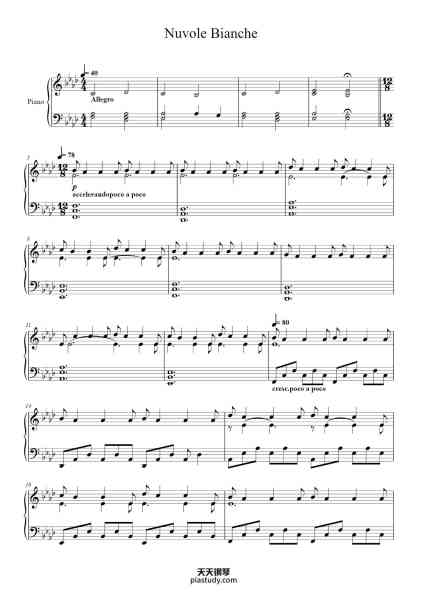 “Nuvole Bianche”钢琴谱-Ludovico Einaudi-免费下载-天天钢琴