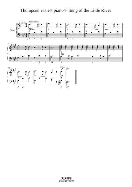 “Thompson easiest piano4- Song of the Little River”钢琴谱-John Thompson-免费下载-天天钢琴