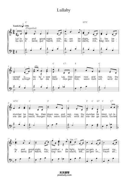 “Wiegenlied, Op. 49, No. 4 (Easy Piano)”钢琴谱-German words from Des Knaben Wunderhorn
Music by JOHANNES BRAHMS
1833-1897-免费下载-天天钢琴