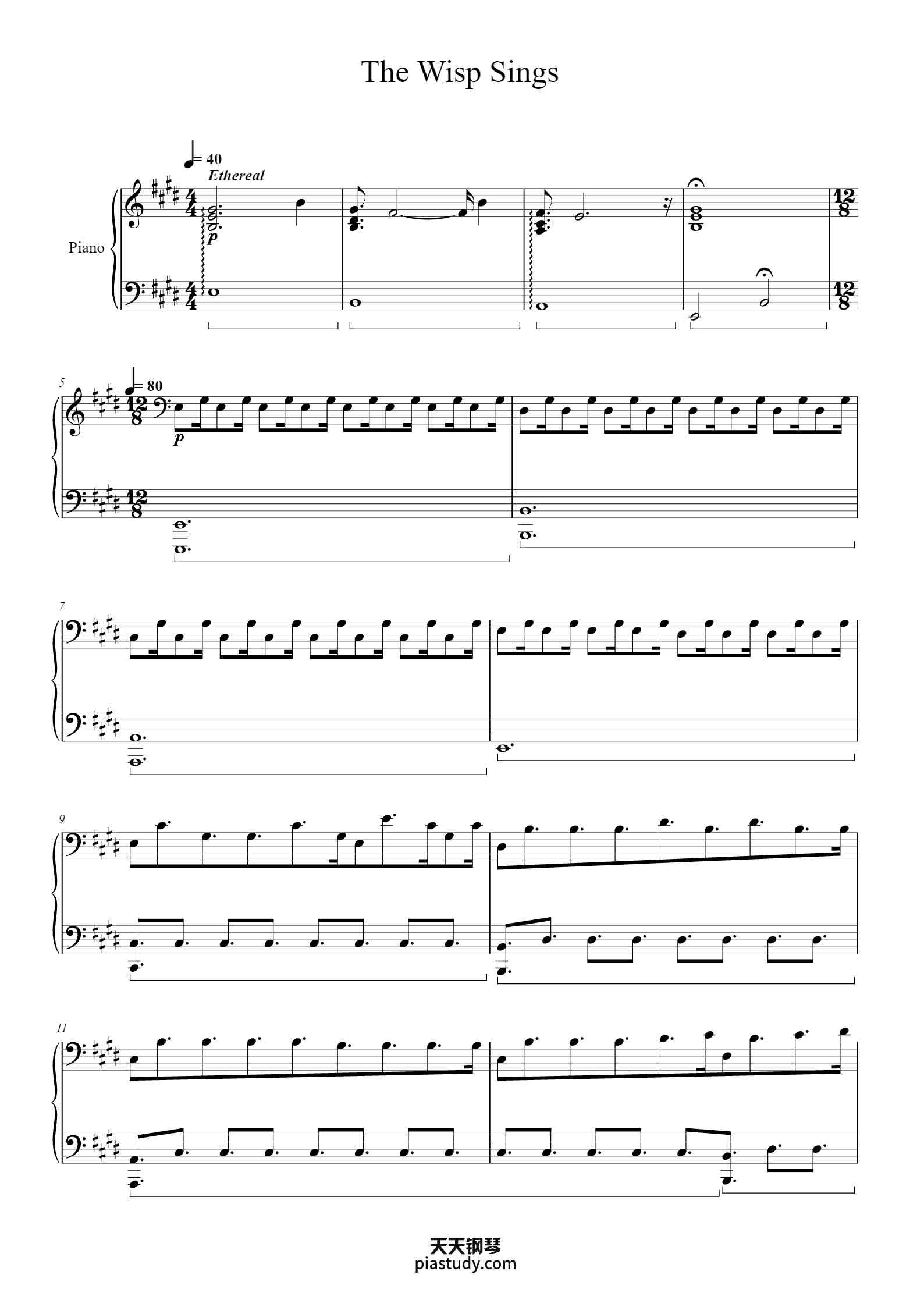 'The Wisp Sings' - Piano Sheet Music By Arranged by Rafał Bienias | TOPiano