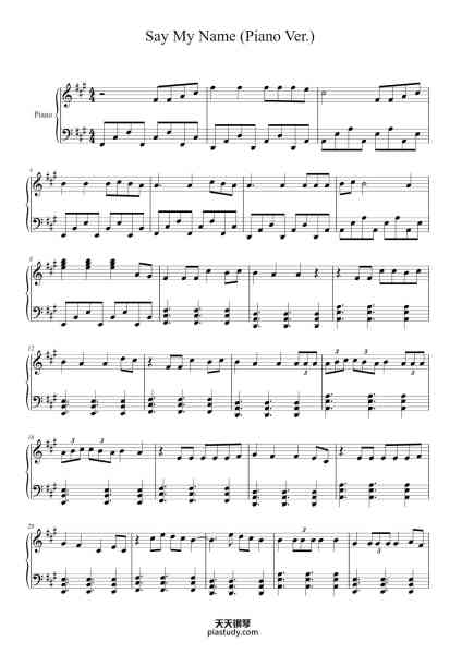 “Say My Name (Piano Ver.)”钢琴谱-Hartrey Bloomchel-免费下载-天天钢琴