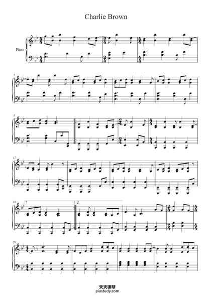 “Charlie Brown”钢琴谱-Adrian Lee-免费下载-天天钢琴