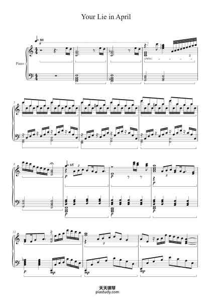 “Your Lie in April”钢琴谱-Arranged by HoangAimer Composer: Phạm Toàn Thắng-免费下载-天天钢琴
