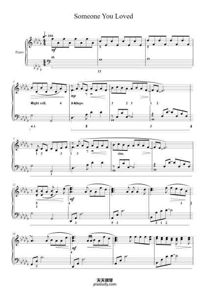 “Someone You Loved英皇ABRSM2025-2026第5级B1-你爱的人”钢琴谱-Lewis Capaldi-免费下载-天天钢琴
