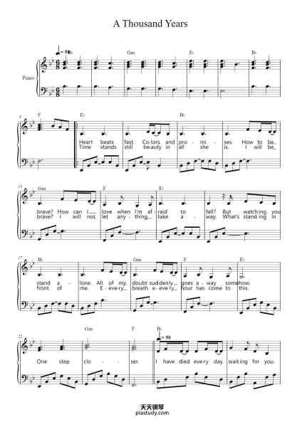 “A Thousand Years”钢琴谱-Arr. by Ludy-免费下载-天天钢琴