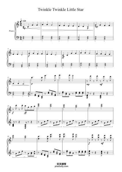 “Twinkle Twinkle Little Star”钢琴谱-Miki-免费下载-天天钢琴