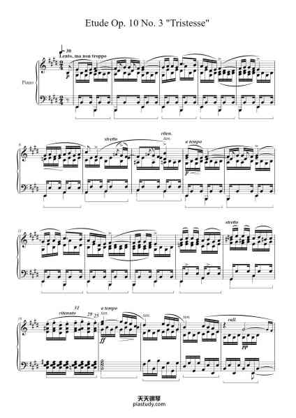 “Etude Op. 10 No. 3 in E Major "Tristesse"”钢琴谱-Frédéric Chopin
-免费下载-天天钢琴