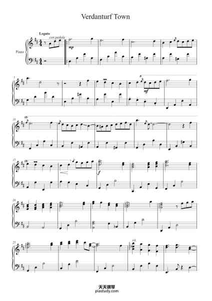“Verdanturf Town”钢琴谱-Composition by: Junichi Masuda
Arrangement by: Nostalgia-免费下载-天天钢琴