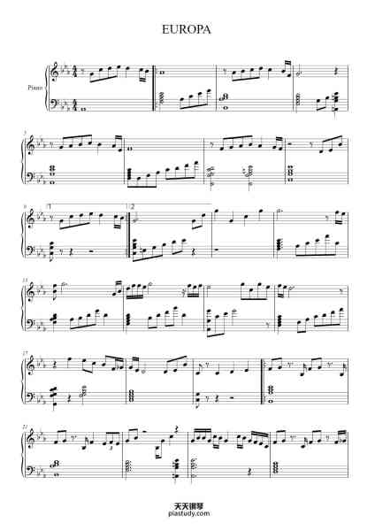 “EUROPA”钢琴谱-CARLOS SANTANA-免费下载-天天钢琴