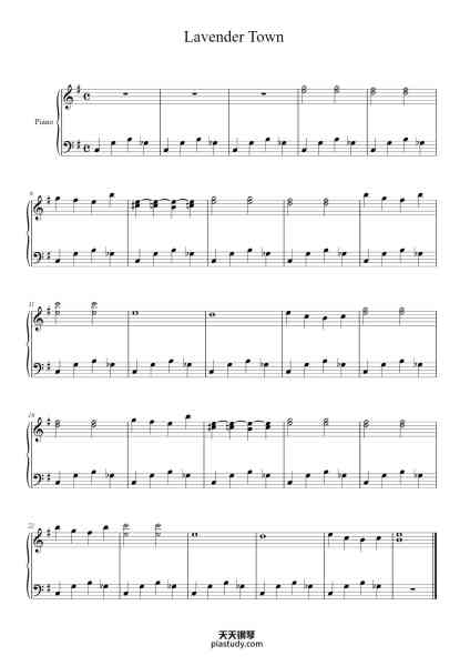 “Lavender Town”钢琴谱-Koji Kondo-免费下载-天天钢琴