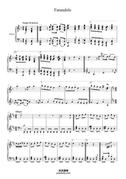 “Farandole”钢琴谱-Georges Bizet-免费下载-天天钢琴
