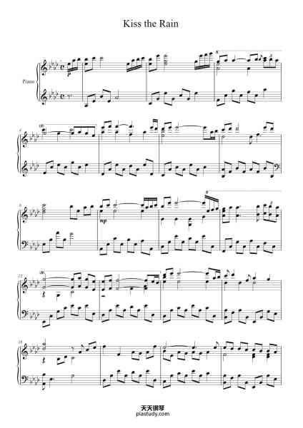 “Kiss the Rain”钢琴谱-Yiruma-免费下载-天天钢琴