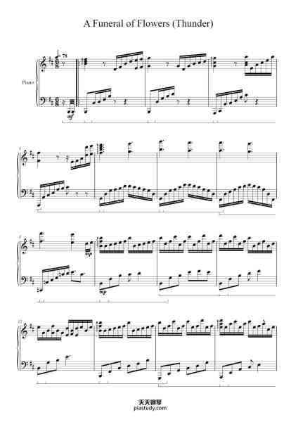 “A Funeral of Flowers (Thunder)”钢琴谱-Composed By: Takeru Kanazaki-免费下载-天天钢琴