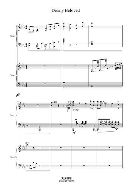 “Dearly Beloved”钢琴谱-Yoko Shimomura arr. Lazy Totodile-免费下载-天天钢琴