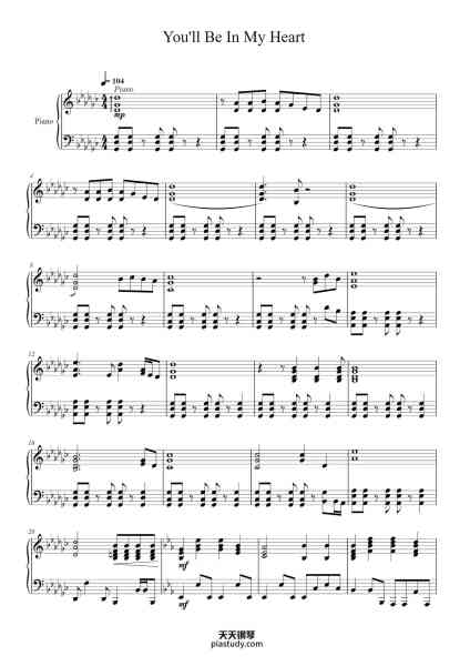 “You'll Be In My Heart”钢琴谱-Phil Collins-免费下载-天天钢琴