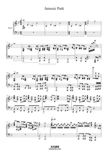 “Jurassic Park Theme”钢琴谱-John Williams-免费下载-天天钢琴