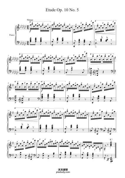 “Etude Op. 10 No. 5 in G-flat Major "Black & White Keys"”钢琴谱-Frédéric Chopin-免费下载-天天钢琴
