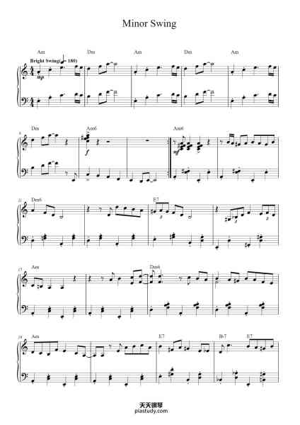 “Minor Swing”钢琴谱-By DJANGO REINHARDT
and STÉPHANE GRAPPELLI-免费下载-天天钢琴