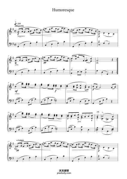 “Humoresque No. 7 in G-flat Major, Op. 101”钢琴谱-Antonin Dvorak-免费下载-天天钢琴