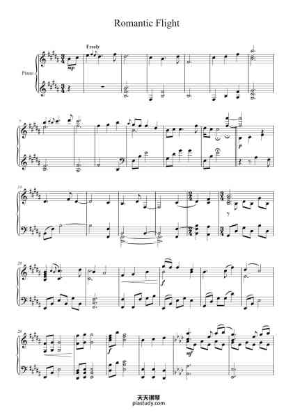“Romantic Flight”钢琴谱-John Powell-免费下载-天天钢琴