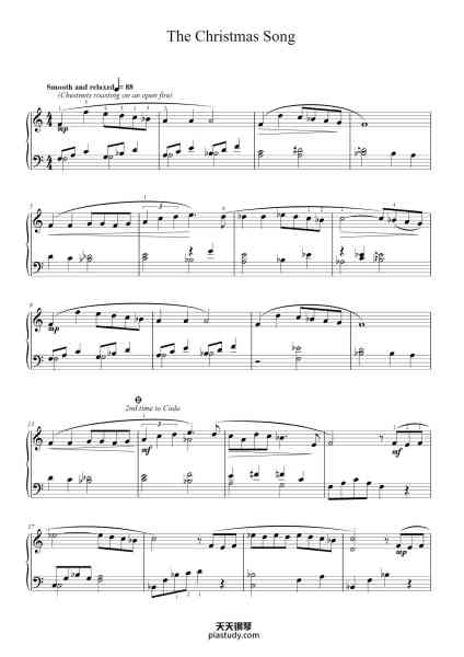 “The Christmas Song”钢琴谱-Words and Music by Mel Tormé and Robert Wells-免费下载-天天钢琴