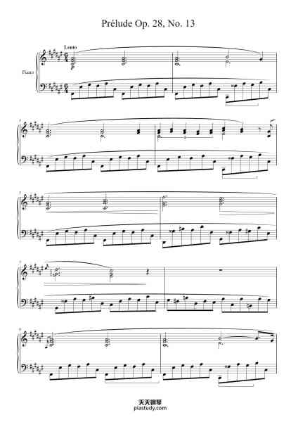 “Prélude Op. 28, No. 13 in F♯ Major”钢琴谱-Frédéric François Chopin
(1810 - 1849)-免费下载-天天钢琴