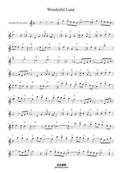 “Wonderful Land”钢琴谱-Jerry Lordan-免费下载-天天钢琴