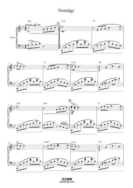 “Nostalgy”钢琴谱-Music by Paul de SENNEVILLE and Olivier TOUSSAINT-免费下载-天天钢琴