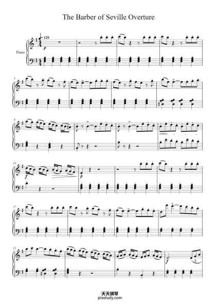“Overture to The Barber of Seville”钢琴谱-Gioacchino Rossini-免费下载-天天钢琴
