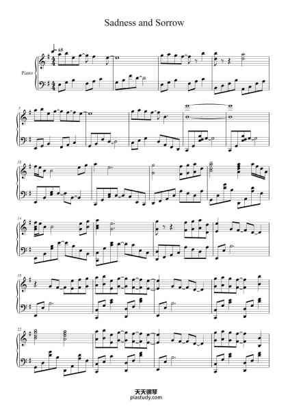 “Sadness and Sorrow”钢琴谱-Toshio Masuda-免费下载-天天钢琴