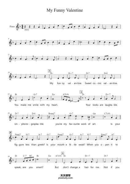 “My Funny Valentine”钢琴谱-Richard Rodgers-免费下载-天天钢琴