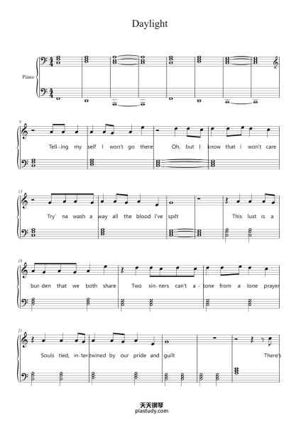 “Daylight”钢琴谱-Wesley Steenbergen-免费下载-天天钢琴