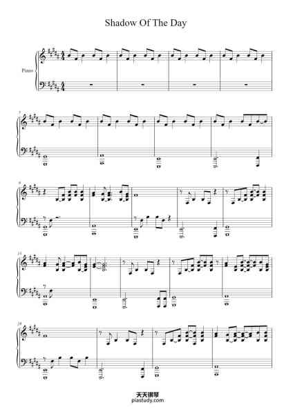 “Shadow Of The Day”钢琴谱-Linkin Park-免费下载-天天钢琴