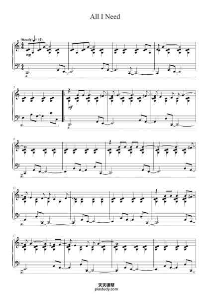 “All I Need”钢琴谱-Words and Music by THOMAS YORKE,
JONATHAN GREENWOOD, COLIN GREENWOOD,
EDWARD O’BRIEN and PHILIP SELWAY-免费下载-天天钢琴
