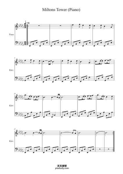 “Miltons Tower (Piano)”钢琴谱-Composer: Jeff Russo-免费下载-天天钢琴