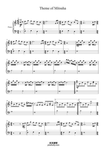 “Theme of Mitsuha”钢琴谱-RADWIMPS-免费下载-天天钢琴