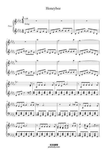 “Honeybee”钢琴谱-Steam Powered Giraffe Arranged by Lucas Nguyen-免费下载-天天钢琴
