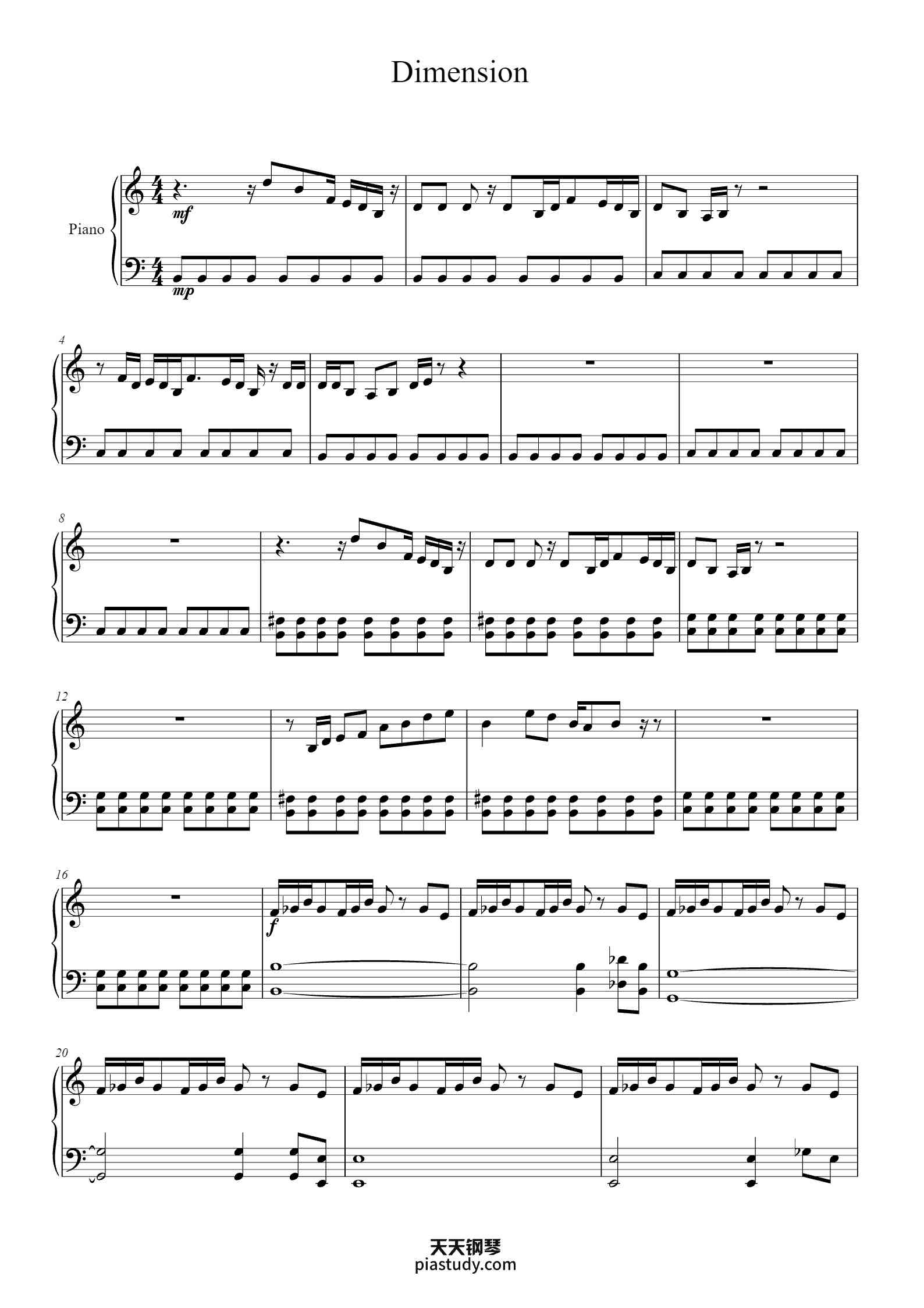 'Dimension' - Piano Sheet Music By CREO | TOPiano