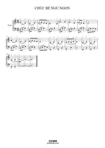 “Chúc Bé Ngủ Ngon”钢琴谱-Sáng tác: Lưu Hà An               
Soạn cho piano : Hồng Thắng -免费下载-天天钢琴