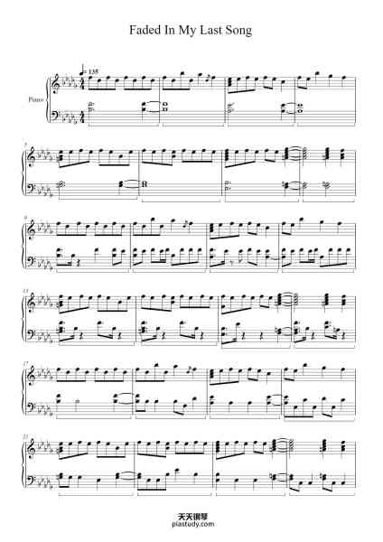 “Faded In My Last Song”钢琴谱-Beckfey Earlnice-免费下载-天天钢琴