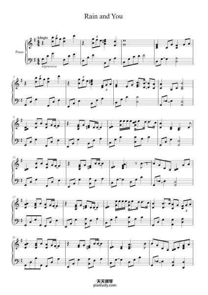 “Rain and You”钢琴谱-Composed By Lee Mujin
Arranged By Mind Piano-免费下载-天天钢琴